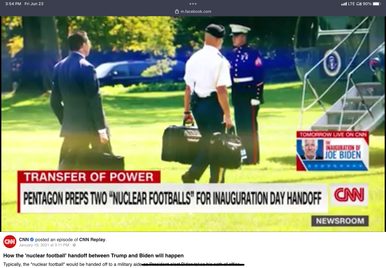 CNN reports two, "Nuclear Footballs" were prepped for Inauguration day handoff, 2021.